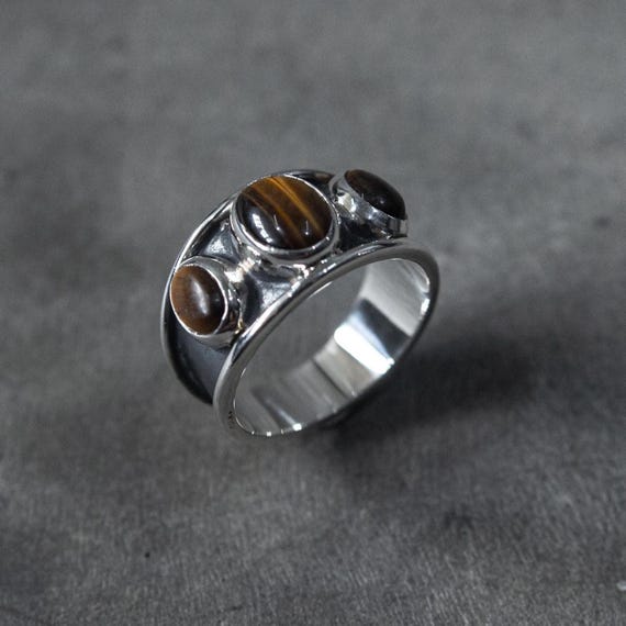 Tri Tiger’s Eye Sterling Silver Ring