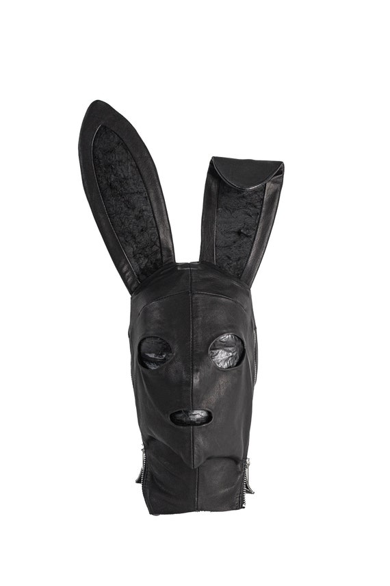 Bad Bunny Black Leather Mask I Halloween Mask I Halloween Costume I Masquerade Mask I Fetish Mask I BDSM mask