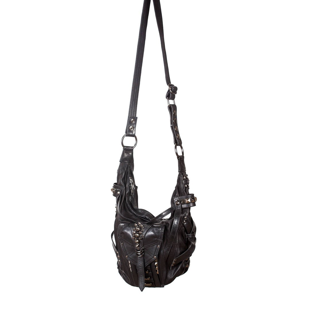 SHARK BITE Bolso tipo cubo convertible de cuero negro tipo hobo y asa  superior México