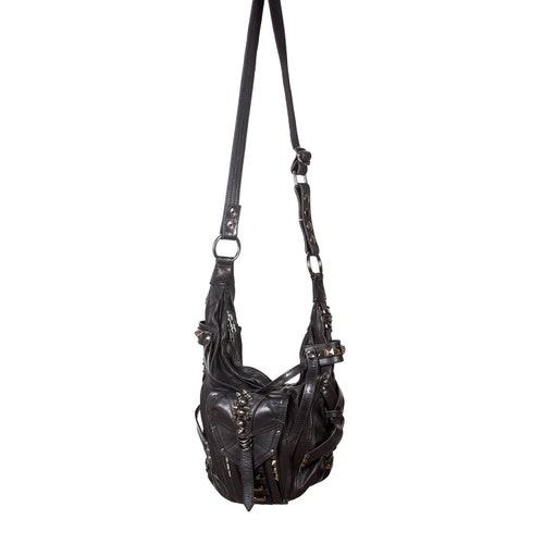SHARK BITE Black Leather Convertible Bucket Hobo and Top - Etsy