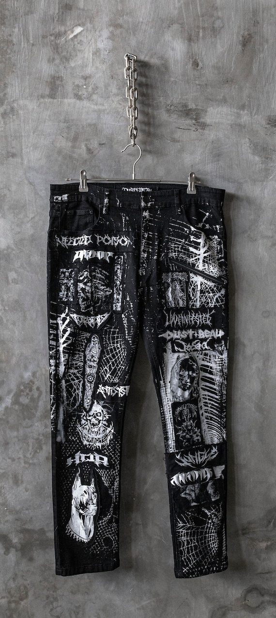 Art City 7 Black and White Punk Jeans I Limited Edition I 1 of 1 I Punk Rock I Goth I Emo I Metal I Cyberpunk