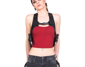 BLACK RAID Leather Harness Holster Resistance Tech Wear Vest