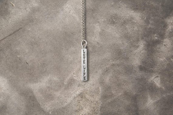Silver Custom Word Bar Pendant — Personalized 925 Silver Necklace