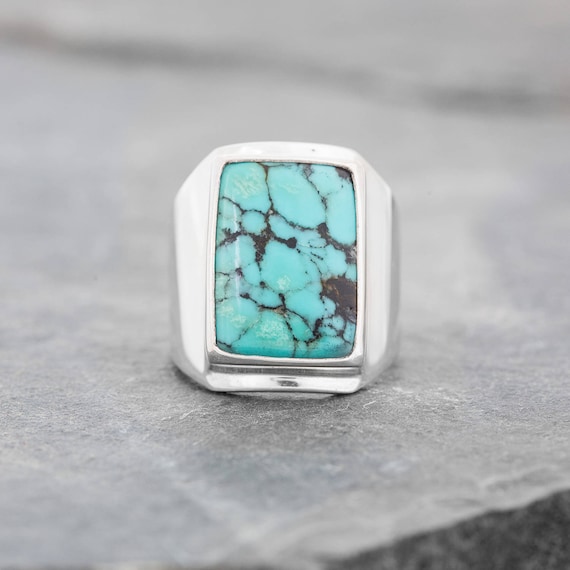 SEA of WISDOM Chunky Unisex TURQUOISE and Silver Ring