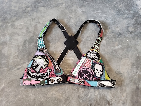 Neon Skulls Canvas Bra