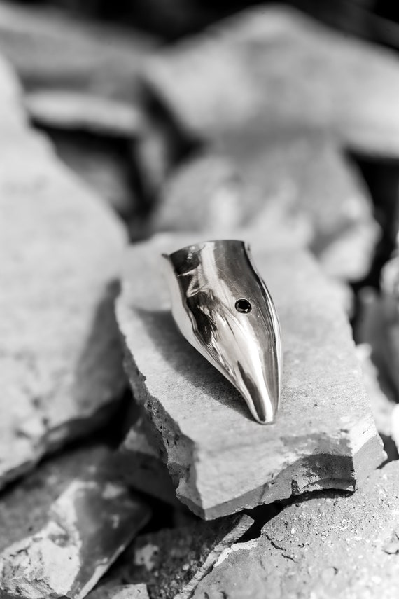 Silver and Black Diamond Nail Armor Claw Ring