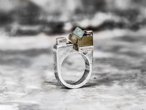 Cubic Pyrite Sterling Silver Ring