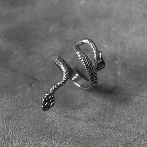 Silver Snake Coil Serpent Wrap Ring - 925 Sterling Silver