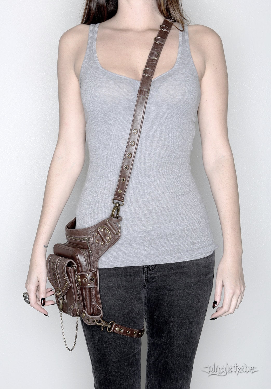 Personalized Leather Hip Bag Jungletribe Crossbody Biker 