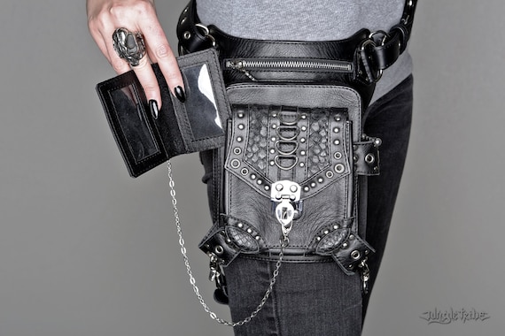 BLASTER 3.0 Black Leather Holster Hip Waist Bag Leg Bag and