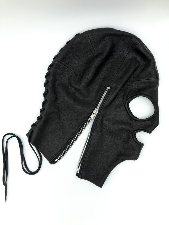 Incognito Black Leather Lace Up Mask Etsy