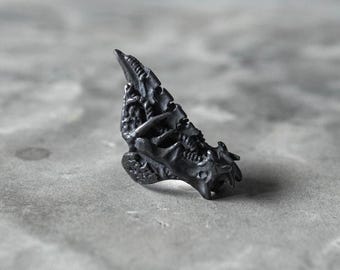 Spinal Colony Ring in black - Biomechanical Alien Spine Jewelry, Dark Gothic Alternative Style