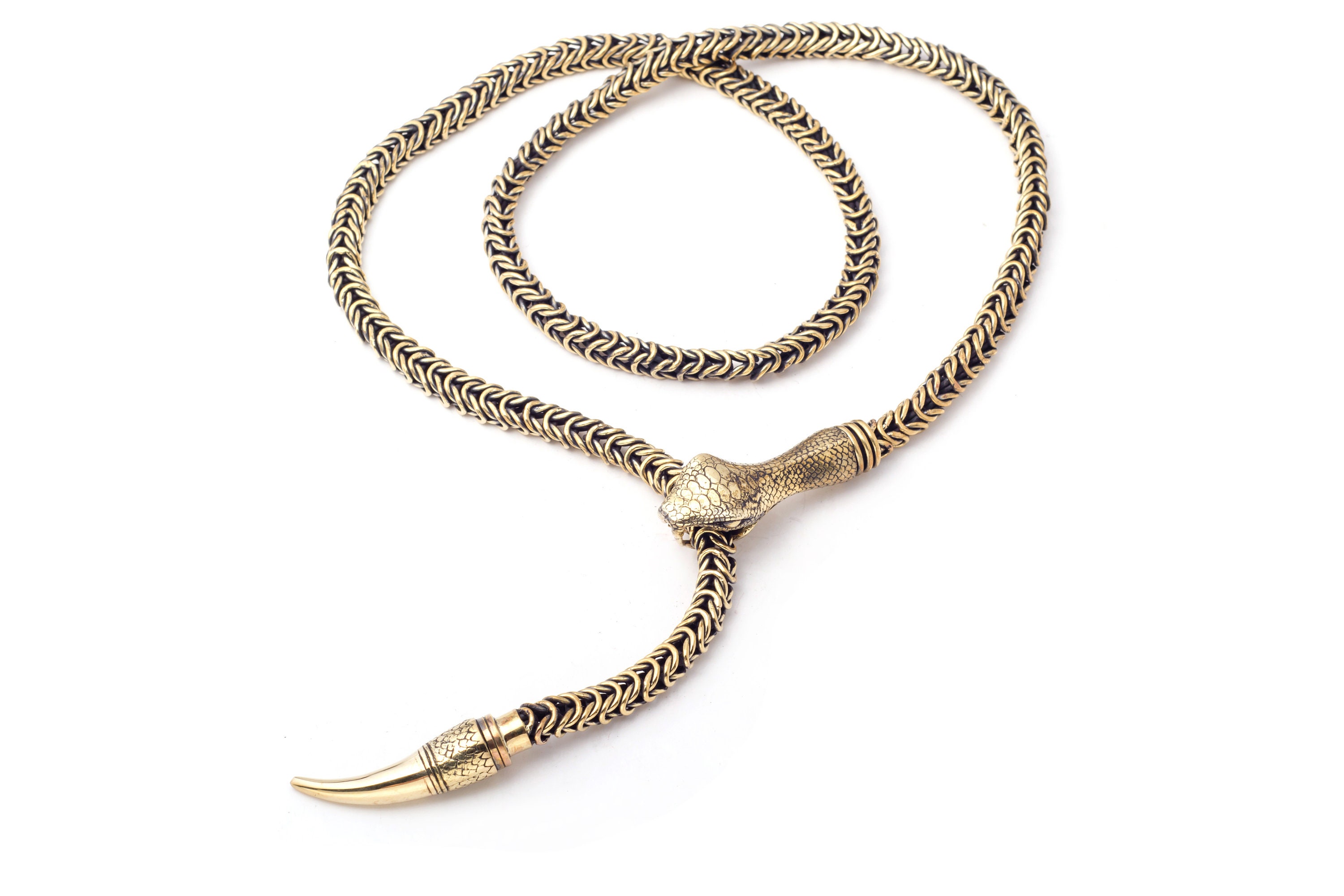 DIAMOND BACK Snake Lariat Necklace in Your Choice of Finish - Silver ...