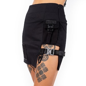 Cyber Element Black Techwear Mini Skirt