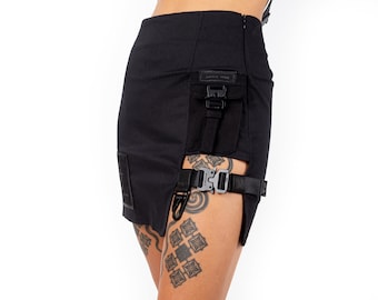 Cyber Element Black Techwear Mini Skirt