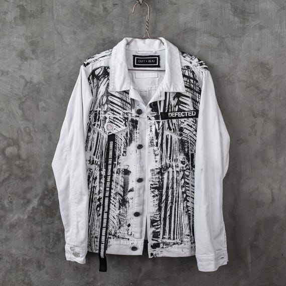 They Know What is What White Denim hand painted Jacket