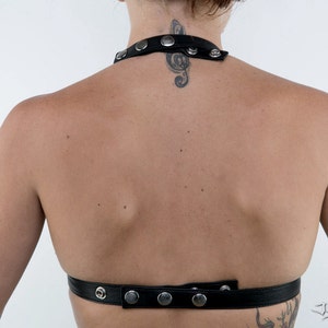 NIGHT RIDER Black Leather Halter Top Bra image 5