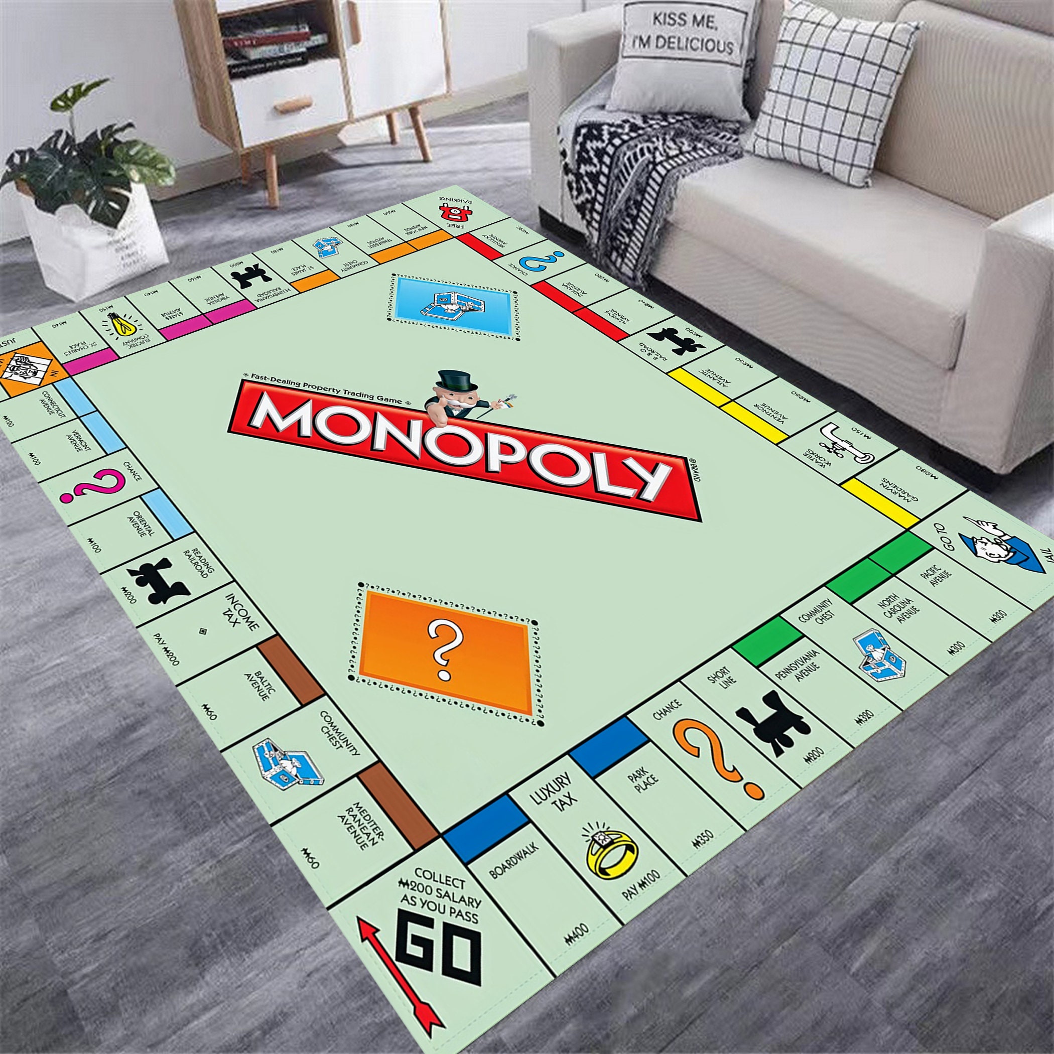 Monopaly Rug Monopoly Rug,family Board Game Rug,family Game Night,home Games, Family ...