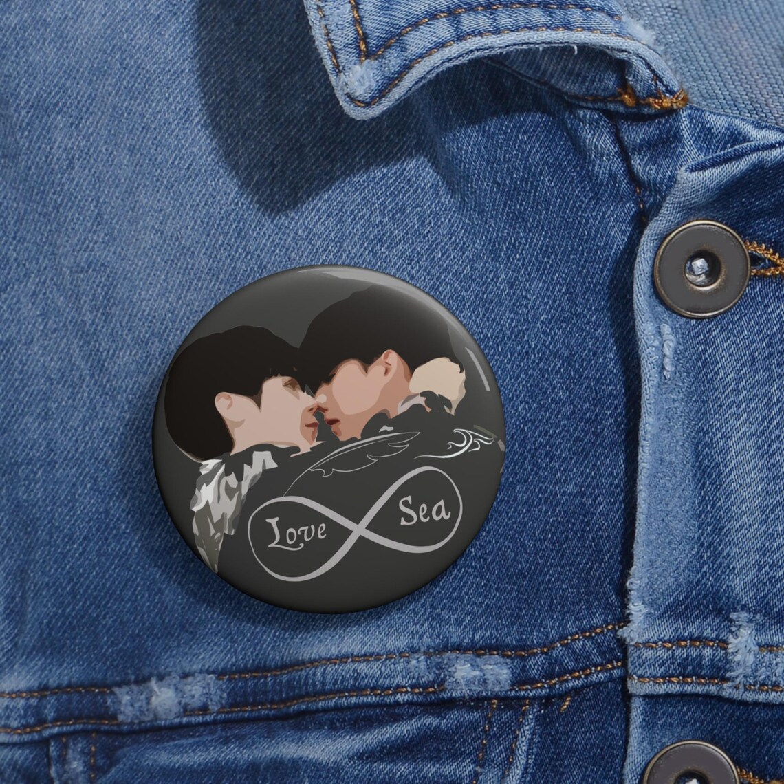 Thai BL Drama Love Sea Custom Pin Button, Mahasamut Neck Tattoo Design ...