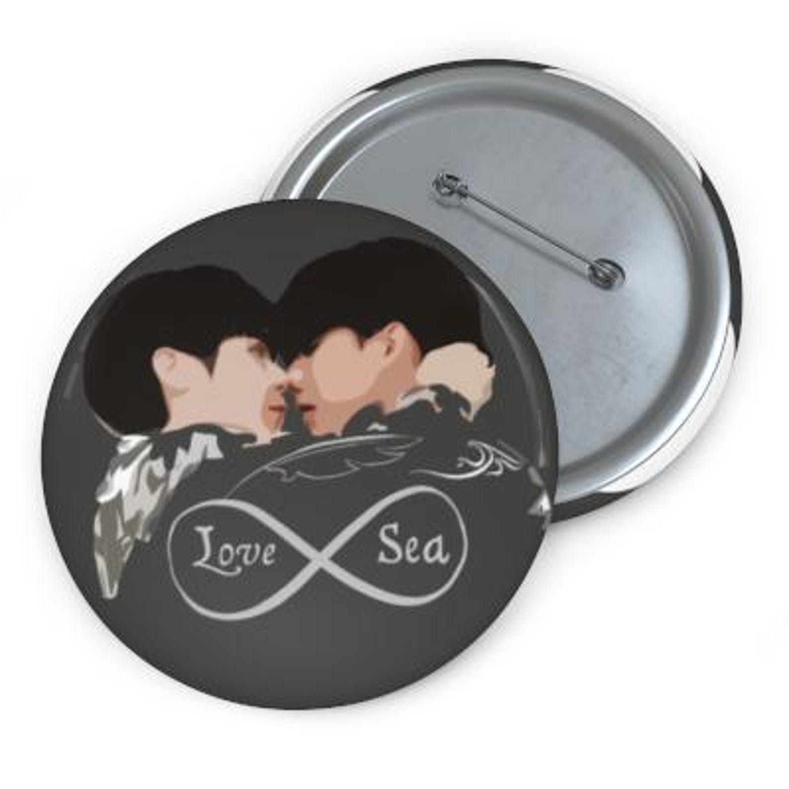 Thai BL Drama Love Sea Custom Pin Button, Mahasamut Neck Tattoo Design ...