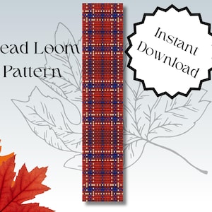 May include: A red and blue plaid bead loom pattern. The pattern is for a bracelet or necklace. Instant download.