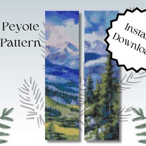 Rocky Mountain Bracelet Pattern | Colorado Landscape Bracelet | Peyote Digital Pattern | Mountain Landscape Download | Miyuki Bead Pattern