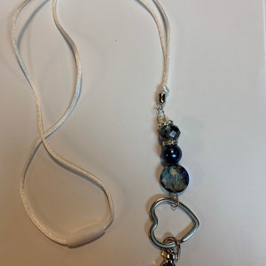 Pretty Lanyard with  blue and silver beads