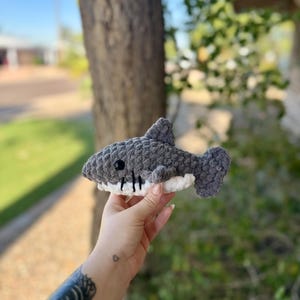 Crochet Great White Shark Plushie | Handmade Ocean Animal Toy | Soft Shark Plush | Sea Life Gift | Coastal Nursery Decor