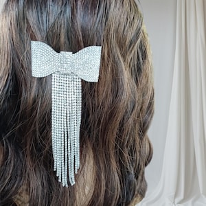 Bridal Hair Clip with Rhinestones – Long Alloy Barrette, Sparkling Hair Accessory for Women