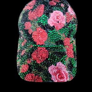 Rhinestone Floral Baseball Cap: Avant Garde Sparkly Trucker Hat
