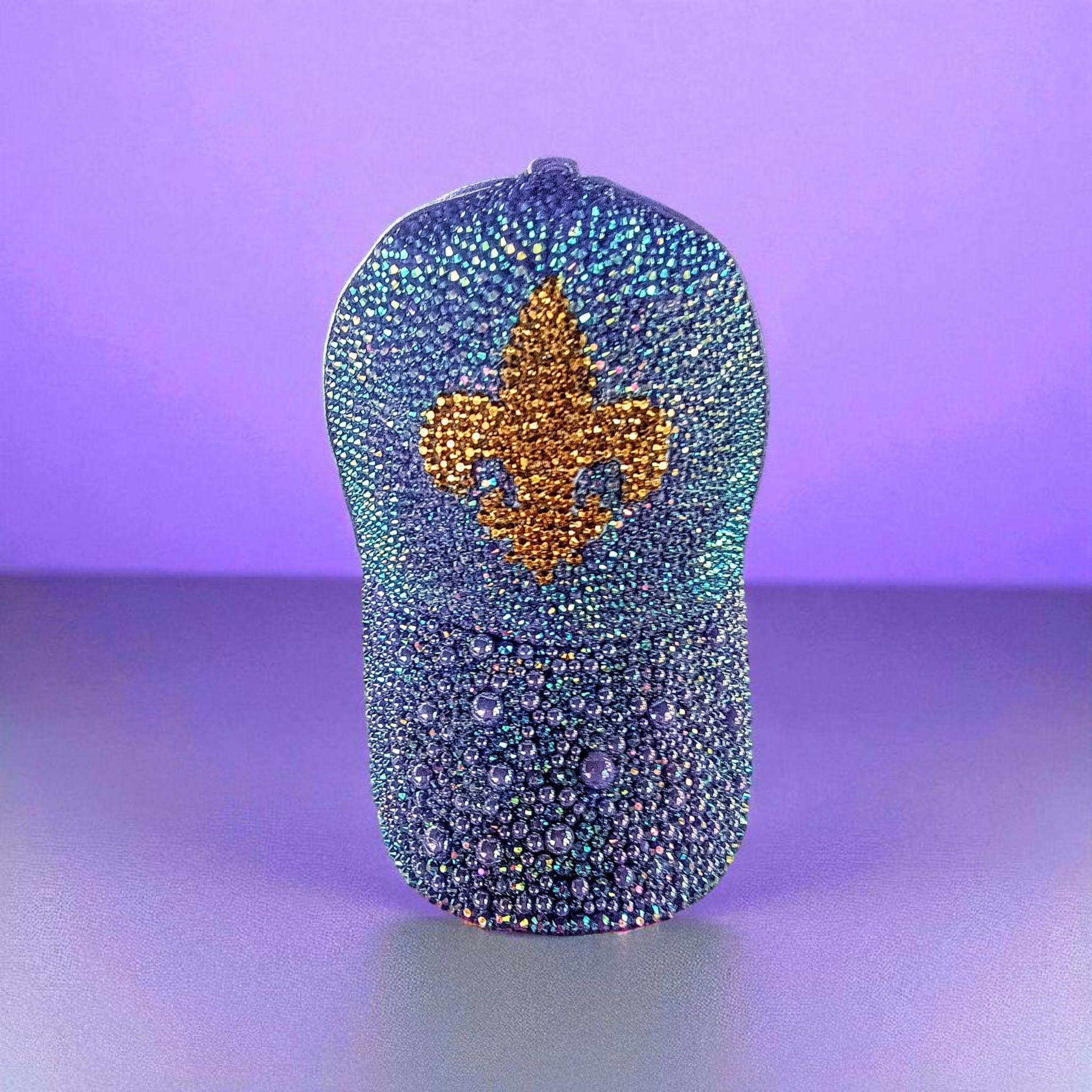 Purple Rhinestone Baseball Cap: Fleur De Lis Bling 