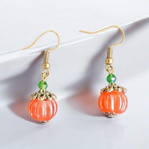 Tiny PUMPKIN Earrings Orange Pumpkin Earrings Halloween Jewelry Thanksgiving Earrings