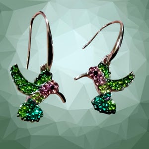 Hummingbird Earrings with Sparkling Rhinestones for a Stunning Dangle Jewelry Gift for Women