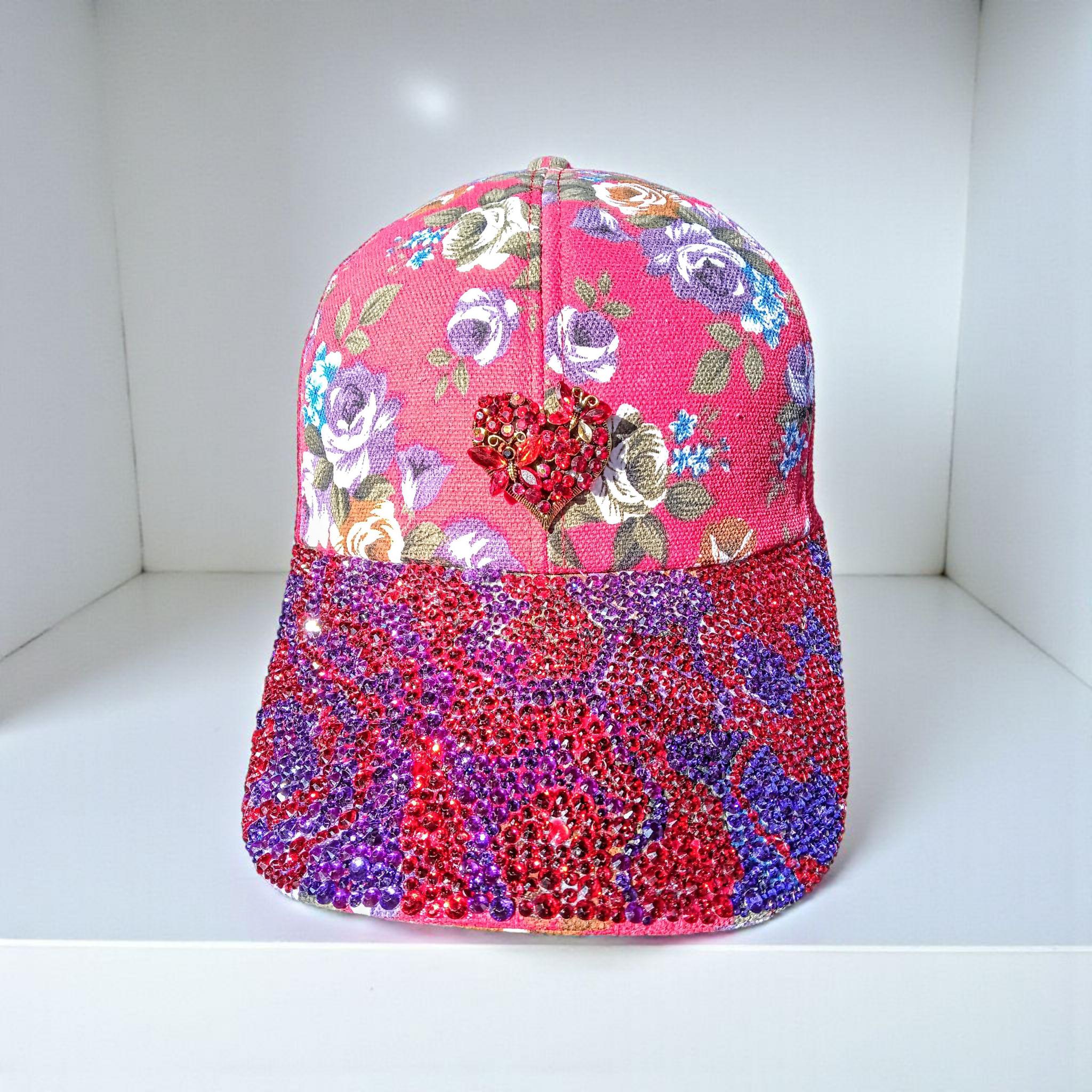 Embellished Rhinestone Baseball Cap - Floral Pattern Bling Hats For Women Bling Crystal Embellished Baseball Hat  main image 4