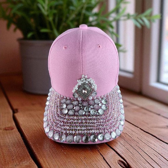 Rhinestone Baseball Cap and Earring Set: Pink Sparkly Bling  display picture 2
