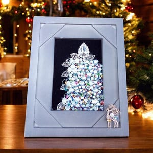 Christmas Tree Decor: Unique & One-of-a-Kind Framed Jewelry Art Piece for Your Home