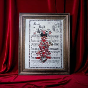 Christmas Tree Jewelry Art: Rhinestone & Crystal Sheet Music - Framed