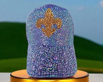 Rhinestone Tiger Hat & Earrings Set: Purple Gold LSU Bling  display picture 2
