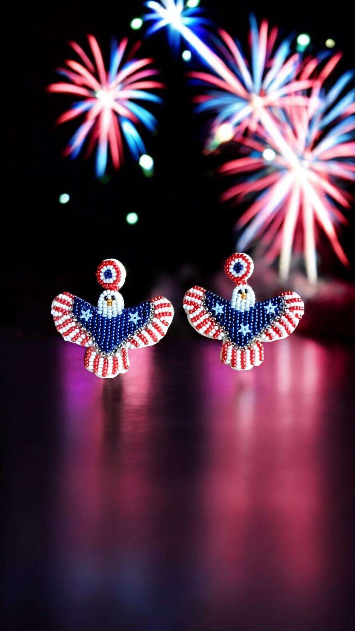 Orecchini patriottici USA con perline di cristallo