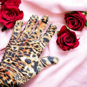 Leopard Print Long Gloves: Stretch Costume Gloves