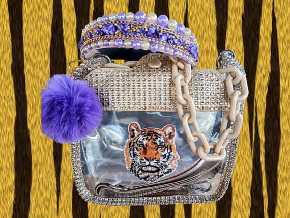 Purple and Gold Stadium Bag & Rhinestone Headband Set  display picture 1