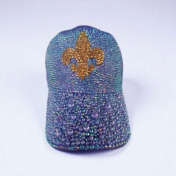 Purple Rhinestone Baseball Cap: Fleur De Lis Bling  display picture 1