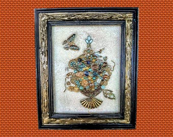 Vintage Schmuck Collage Art Deco Wandbehang