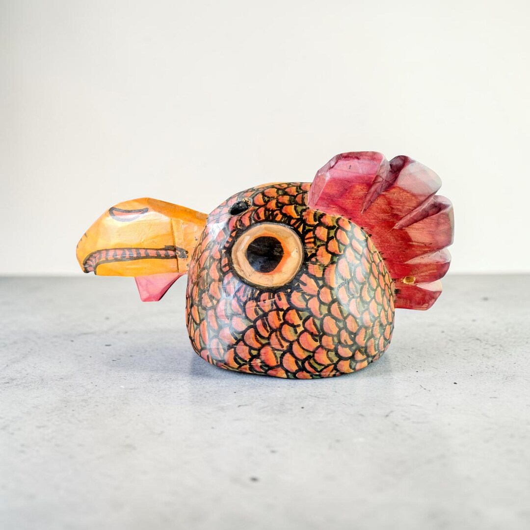 Hand Carved and Painted Wood Maya Rooster Mask Guatemala Wall Decor - Etsy