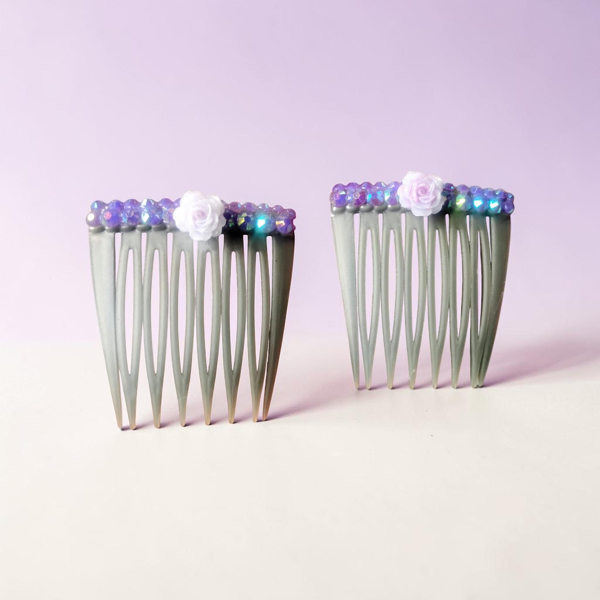 Hair Comb With Rhinestones Purple - Etsy display picture 1