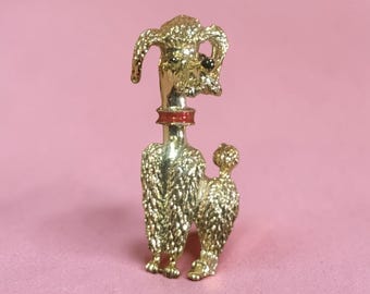 Vintage Gold tone Poodle Brooch Pin