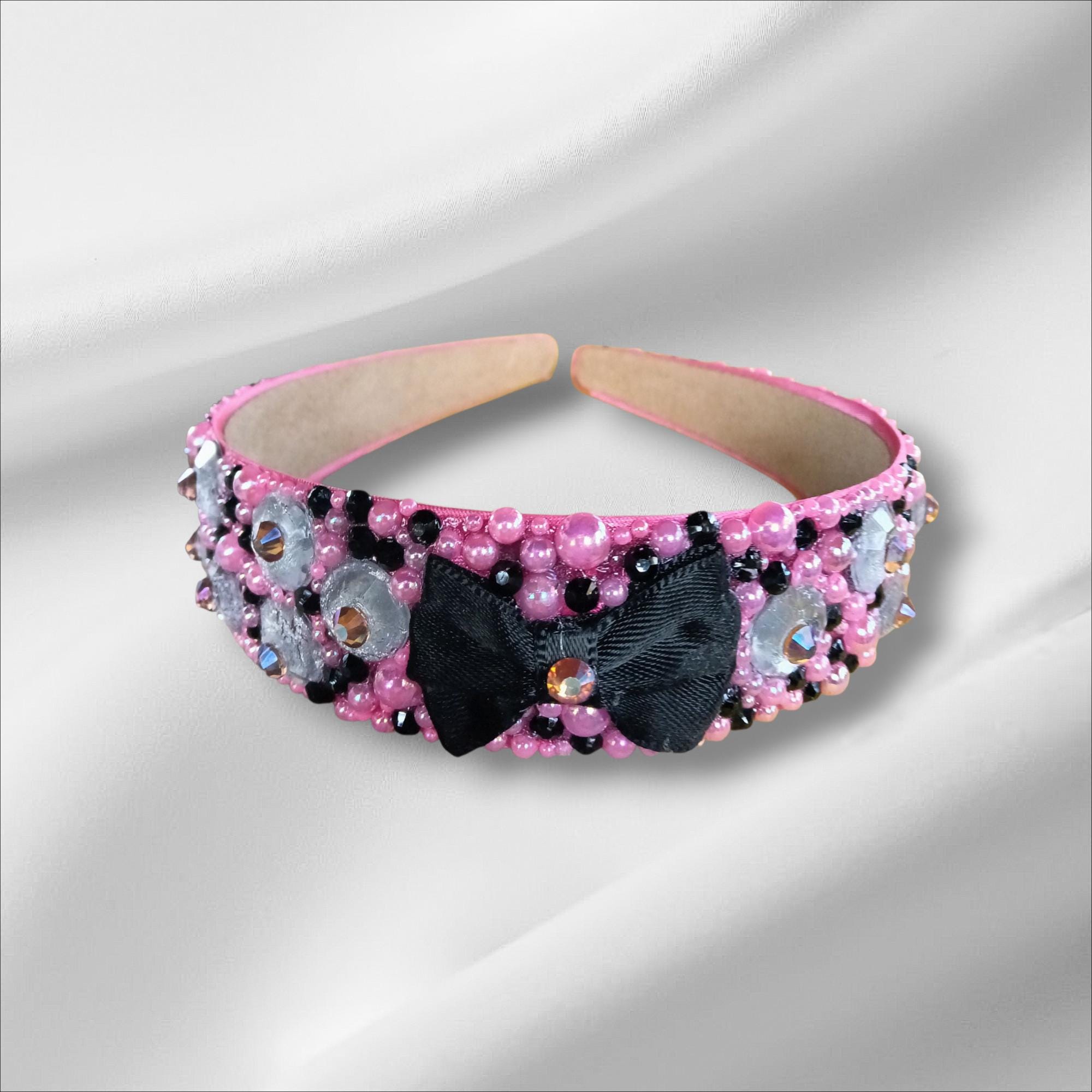 Elegant Rhinestone Pink & Black Crystal Headband Sparkly Soul Headbands main image 3