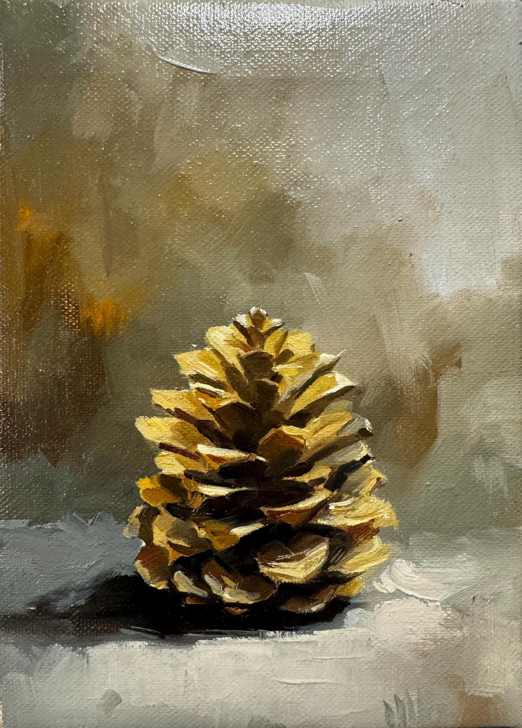 松ぼっくりの油彩絵画 割引