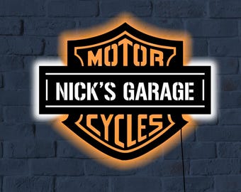 Motorcycles Wall Decor, Personalized Garage Led Neon Sign, Gift for Husband, Custom Name Sign, Motorcycles Wall Art, Gift for Him