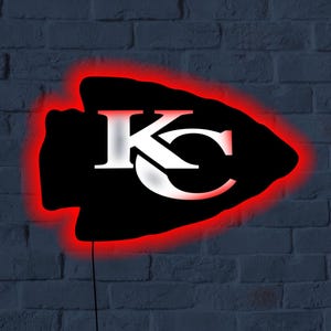 Kansas City Wall Art with LED Lights, Chiefs Neon Sign, Lighted Football Decor, Father's Day Gift